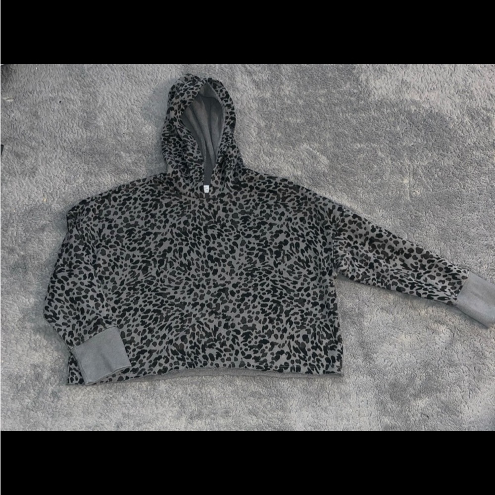 Old Navy Charcoal and Black Leopard Print Hoodie